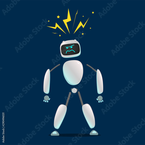 RPA. Funny white robot in different comic situations and moods. Modern technologists of the invention of the future, artificial intelligence. robotics and bots