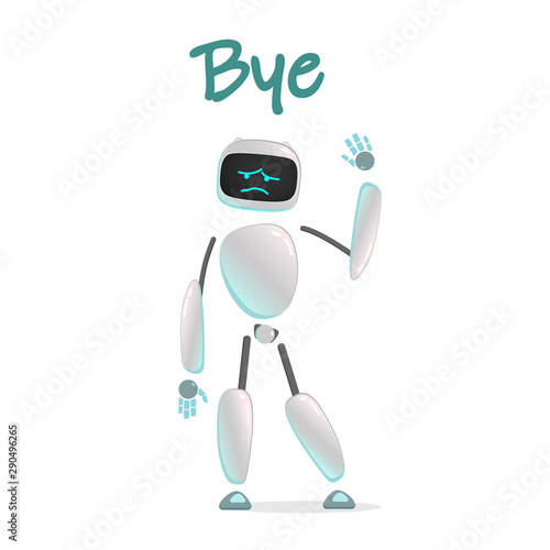 RPA. Funny white robot in different comic situations and moods. Modern technologists of the invention of the future, artificial intelligence. robotics and bots