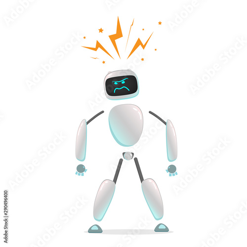 RPA. Funny white robot in different comic situations and moods. Modern technologists of the invention of the future, artificial intelligence. robotics and bots