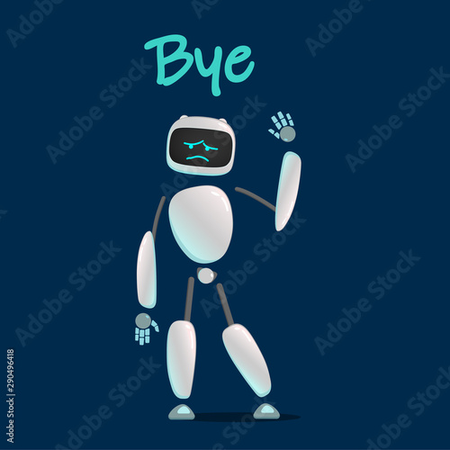 RPA. Funny white robot in different comic situations and moods. Modern technologists of the invention of the future, artificial intelligence. robotics and bots