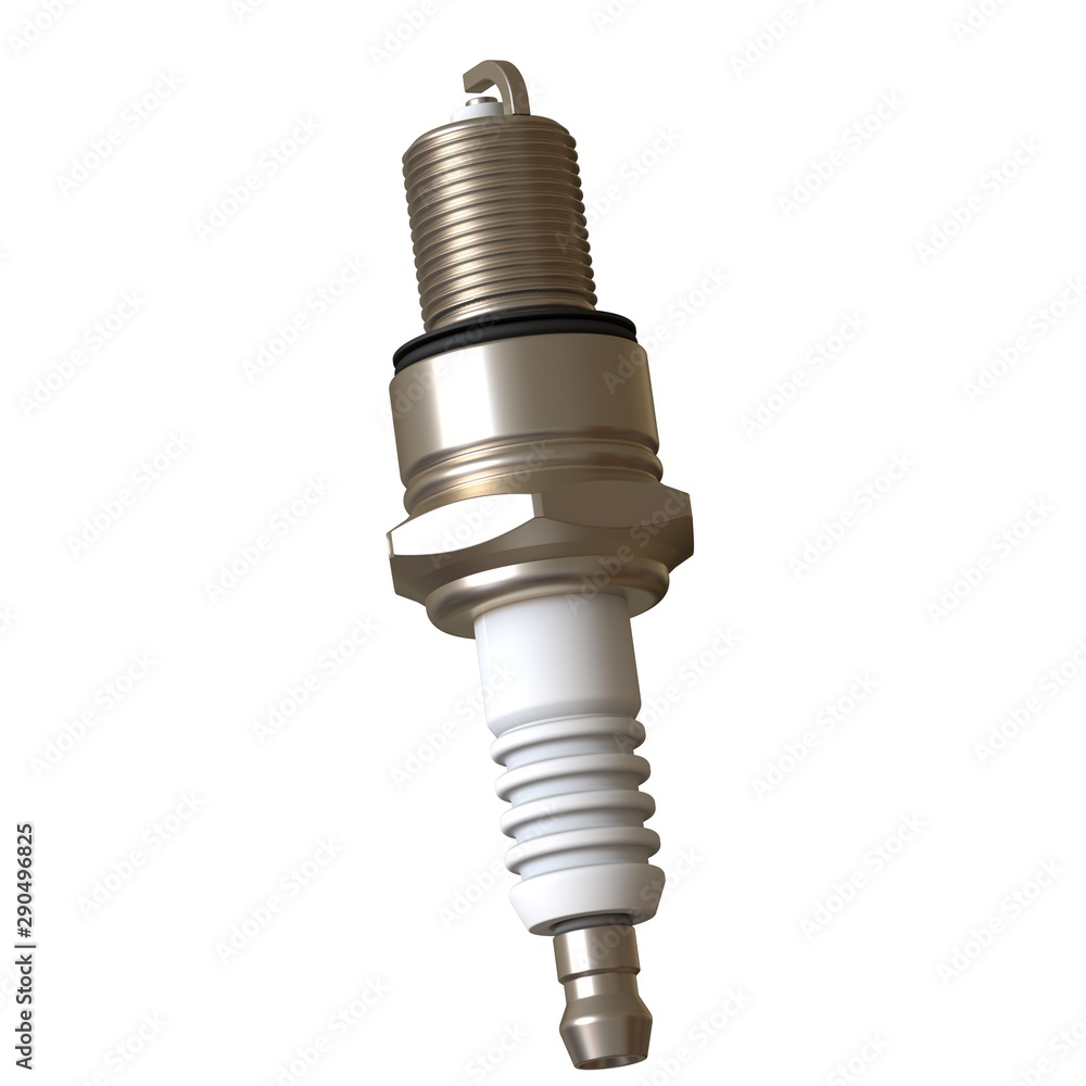 car spark plug used for ignition, Spark plug after use, isolate on white background, made form steel, ceramic, aluminum. 3D rendering of excellent quality in high resolution car spark plug used for ignition, Spark plug after use, isolate on white background, made form steel, ceramic, aluminum. 3D rendering of excellent quality in high resolution