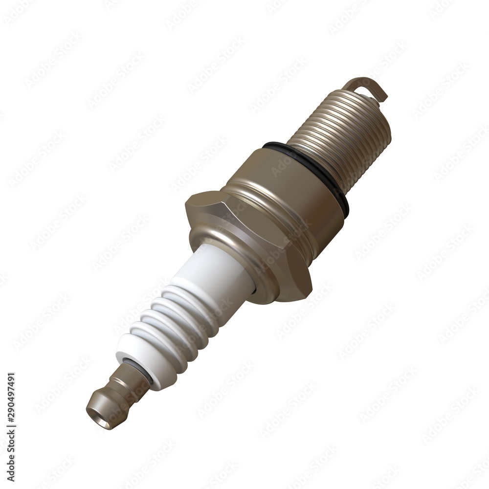 car spark plug used for ignition, Spark plug after use, isolate on white background, made form steel, ceramic, aluminum. 3D rendering of excellent quality in high resolution car spark plug used for ignition, Spark plug after use, isolate on white background, made form steel, ceramic, aluminum. 3D rendering of excellent quality in high resolution