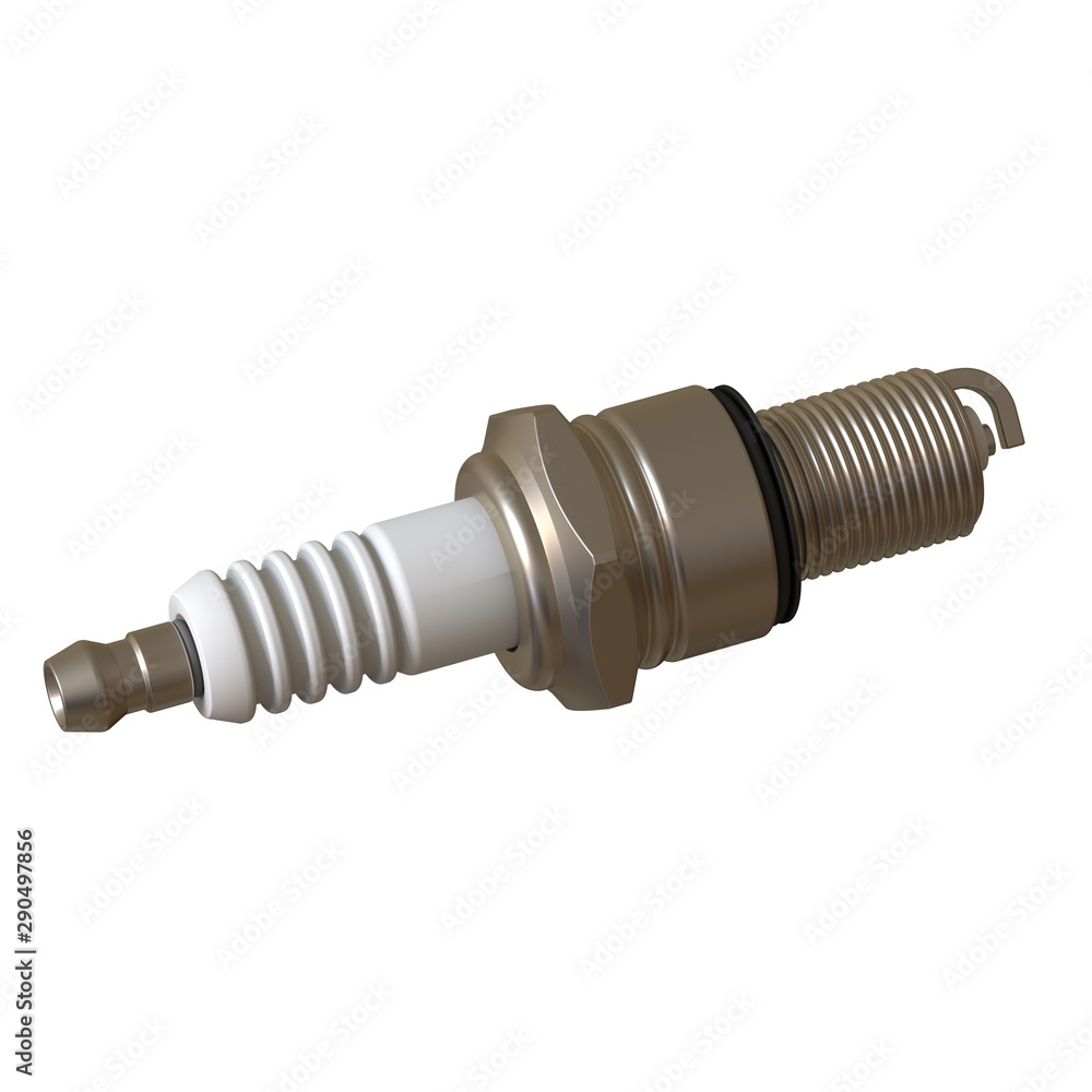 car spark plug used for ignition, Spark plug after use, isolate on white background, made form steel, ceramic, aluminum. 3D rendering of excellent quality in high resolution car spark plug used for ignition, Spark plug after use, isolate on white background, made form steel, ceramic, aluminum. 3D rendering of excellent quality in high resolution
