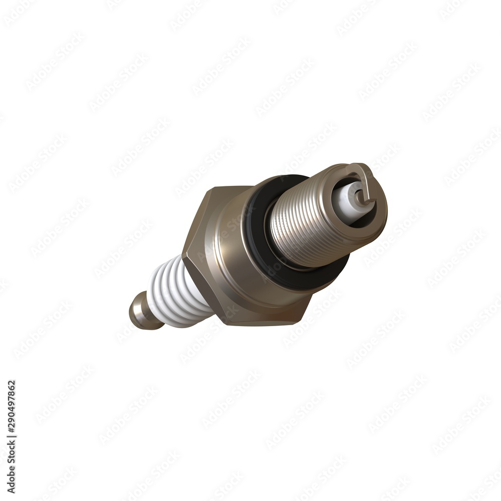 car spark plug used for ignition, Spark plug after use, isolate on white background, made form steel, ceramic, aluminum. 3D rendering of excellent quality in high resolution car spark plug used for ignition, Spark plug after use, isolate on white background, made form steel, ceramic, aluminum. 3D rendering of excellent quality in high resolution