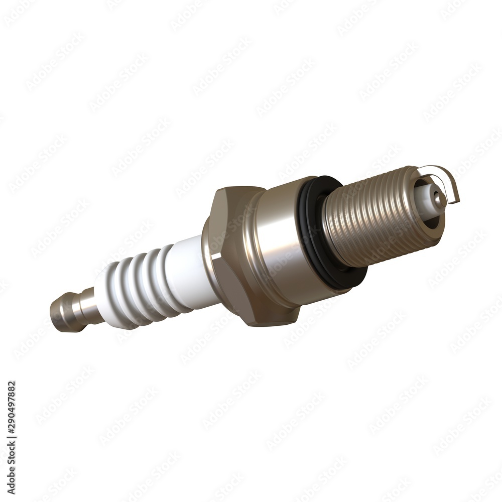 car spark plug used for ignition, Spark plug after use, isolate on white background, made form steel, ceramic, aluminum. 3D rendering of excellent quality in high resolution car spark plug used for ignition, Spark plug after use, isolate on white background, made form steel, ceramic, aluminum. 3D rendering of excellent quality in high resolution
