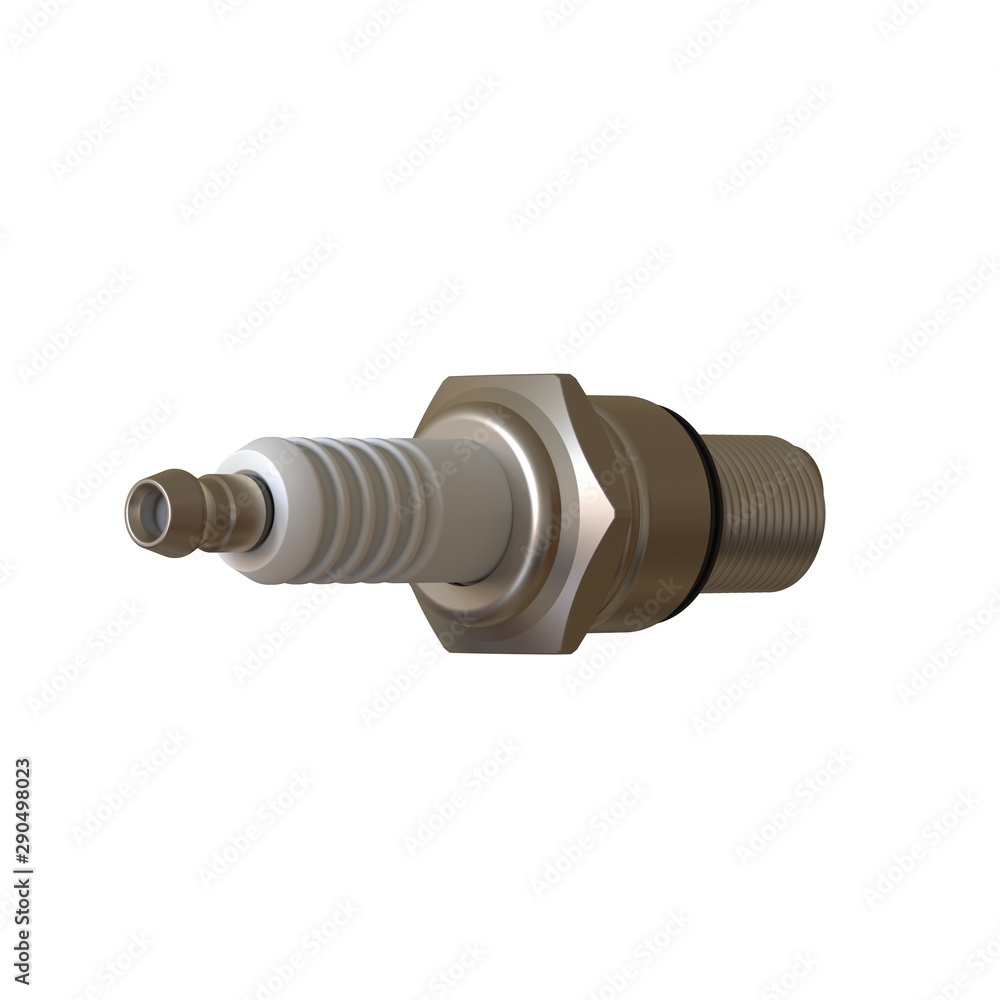 car spark plug used for ignition, Spark plug after use, isolate on white background, made form steel, ceramic, aluminum. 3D rendering of excellent quality in high resolution car spark plug used for ignition, Spark plug after use, isolate on white background, made form steel, ceramic, aluminum. 3D rendering of excellent quality in high resolution