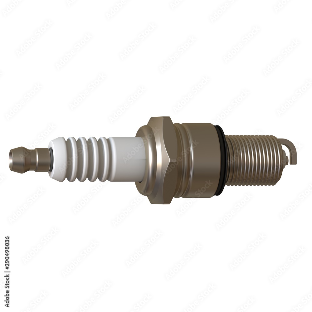 car spark plug used for ignition, Spark plug after use, isolate on white background, made form steel, ceramic, aluminum. 3D rendering of excellent quality in high resolution car spark plug used for ignition, Spark plug after use, isolate on white background, made form steel, ceramic, aluminum. 3D rendering of excellent quality in high resolution