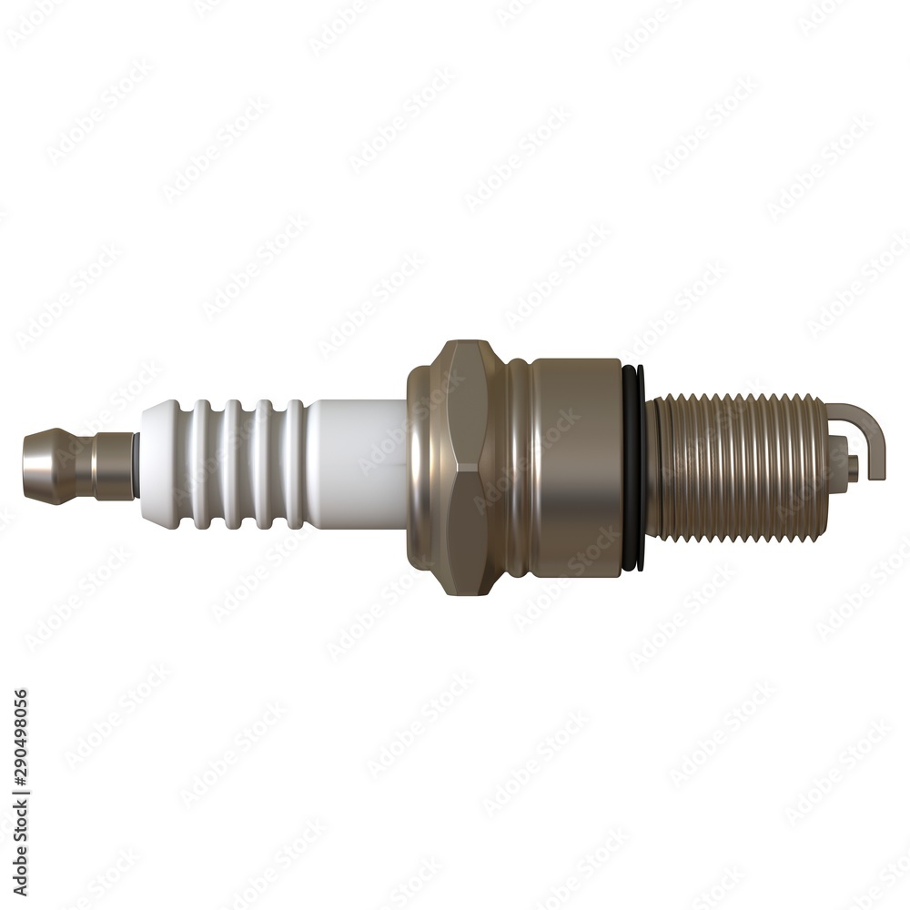car spark plug used for ignition, Spark plug after use, isolate on white background, made form steel, ceramic, aluminum. 3D rendering of excellent quality in high resolution car spark plug used for ignition, Spark plug after use, isolate on white background, made form steel, ceramic, aluminum. 3D rendering of excellent quality in high resolution