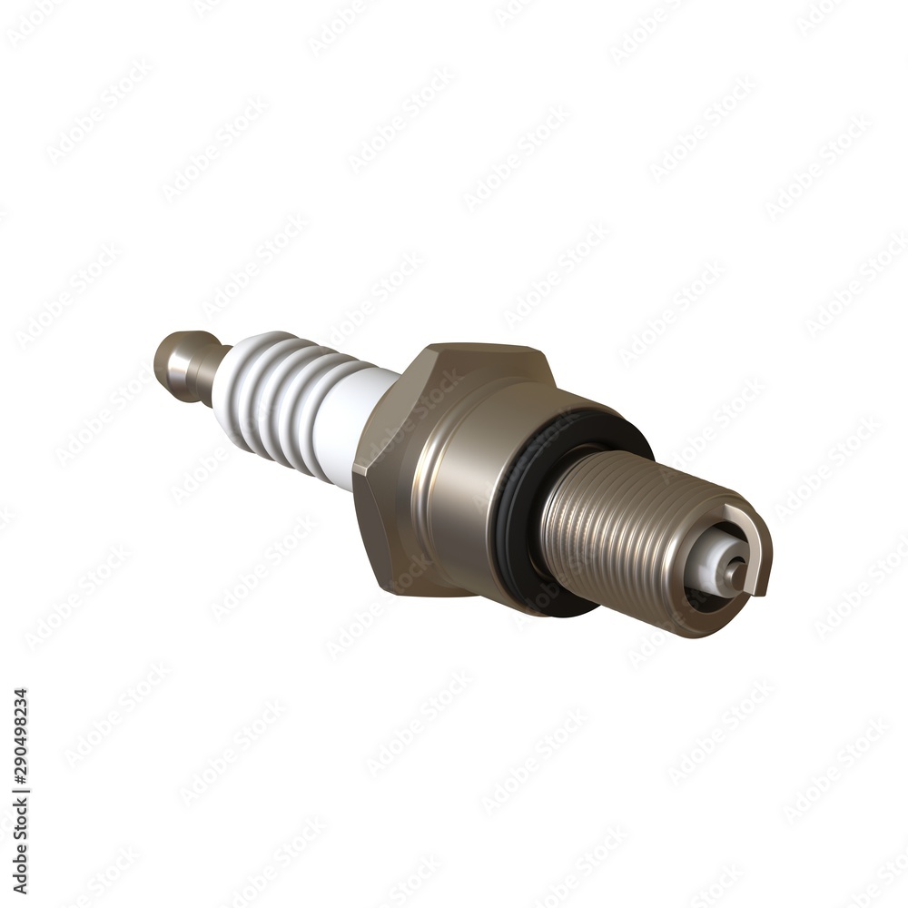 car spark plug used for ignition, Spark plug after use, isolate on white background, made form steel, ceramic, aluminum. 3D rendering of excellent quality in high resolution car spark plug used for ignition, Spark plug after use, isolate on white background, made form steel, ceramic, aluminum. 3D rendering of excellent quality in high resolution