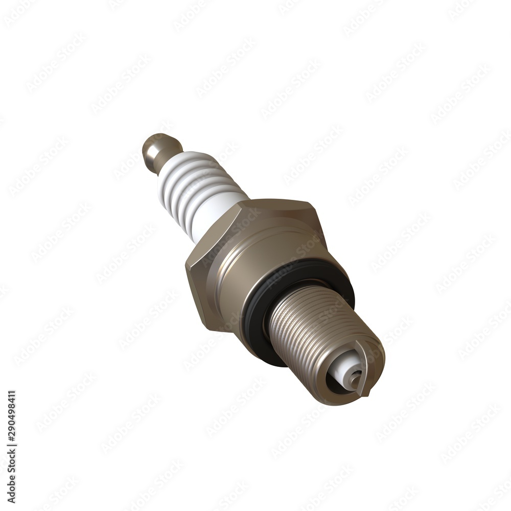 car spark plug used for ignition, Spark plug after use, isolate on white background, made form steel, ceramic, aluminum. 3D rendering of excellent quality in high resolution car spark plug used for ignition, Spark plug after use, isolate on white background, made form steel, ceramic, aluminum. 3D rendering of excellent quality in high resolution