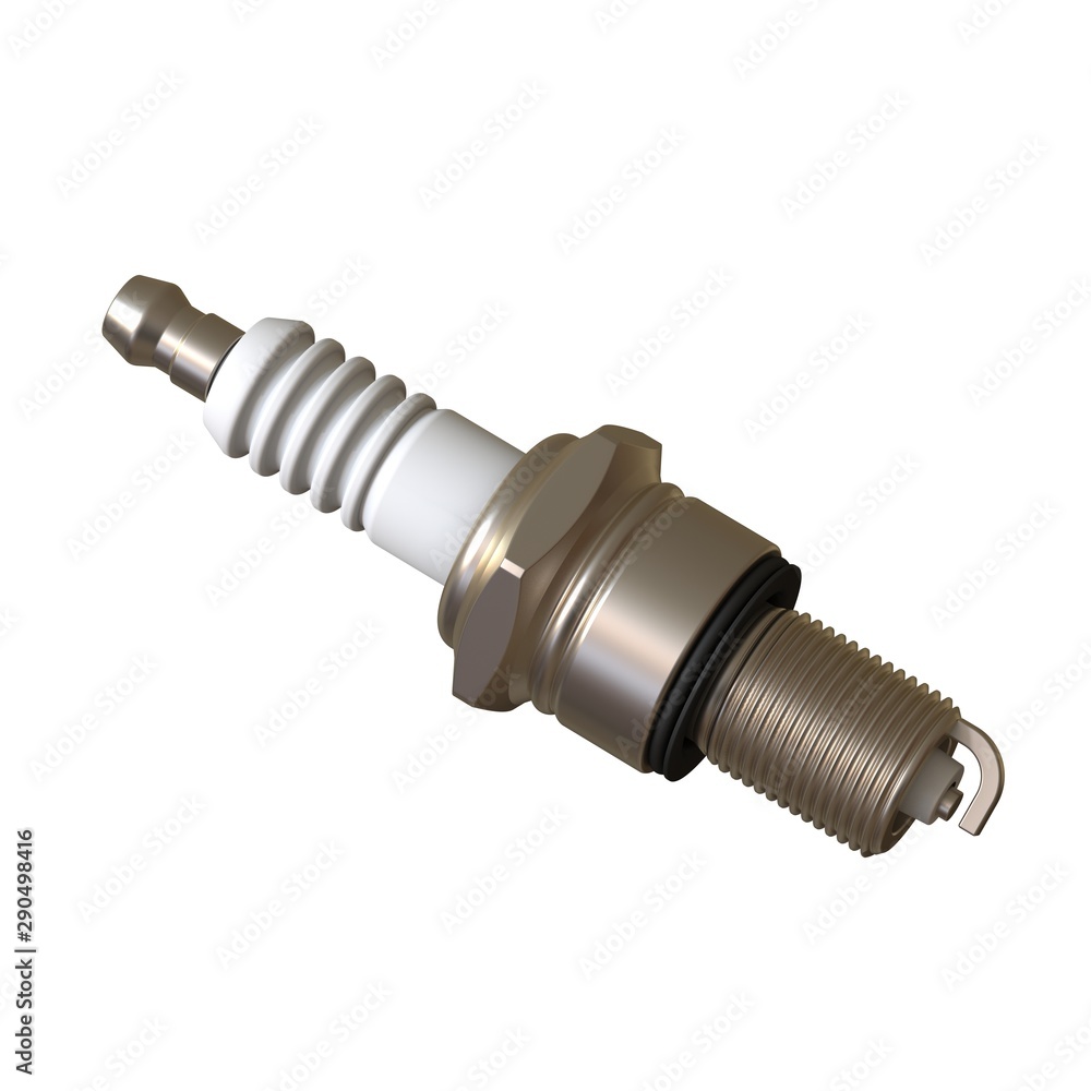 car spark plug used for ignition, Spark plug after use, isolate on white background, made form steel, ceramic, aluminum. 3D rendering of excellent quality in high resolution car spark plug used for ignition, Spark plug after use, isolate on white background, made form steel, ceramic, aluminum. 3D rendering of excellent quality in high resolution