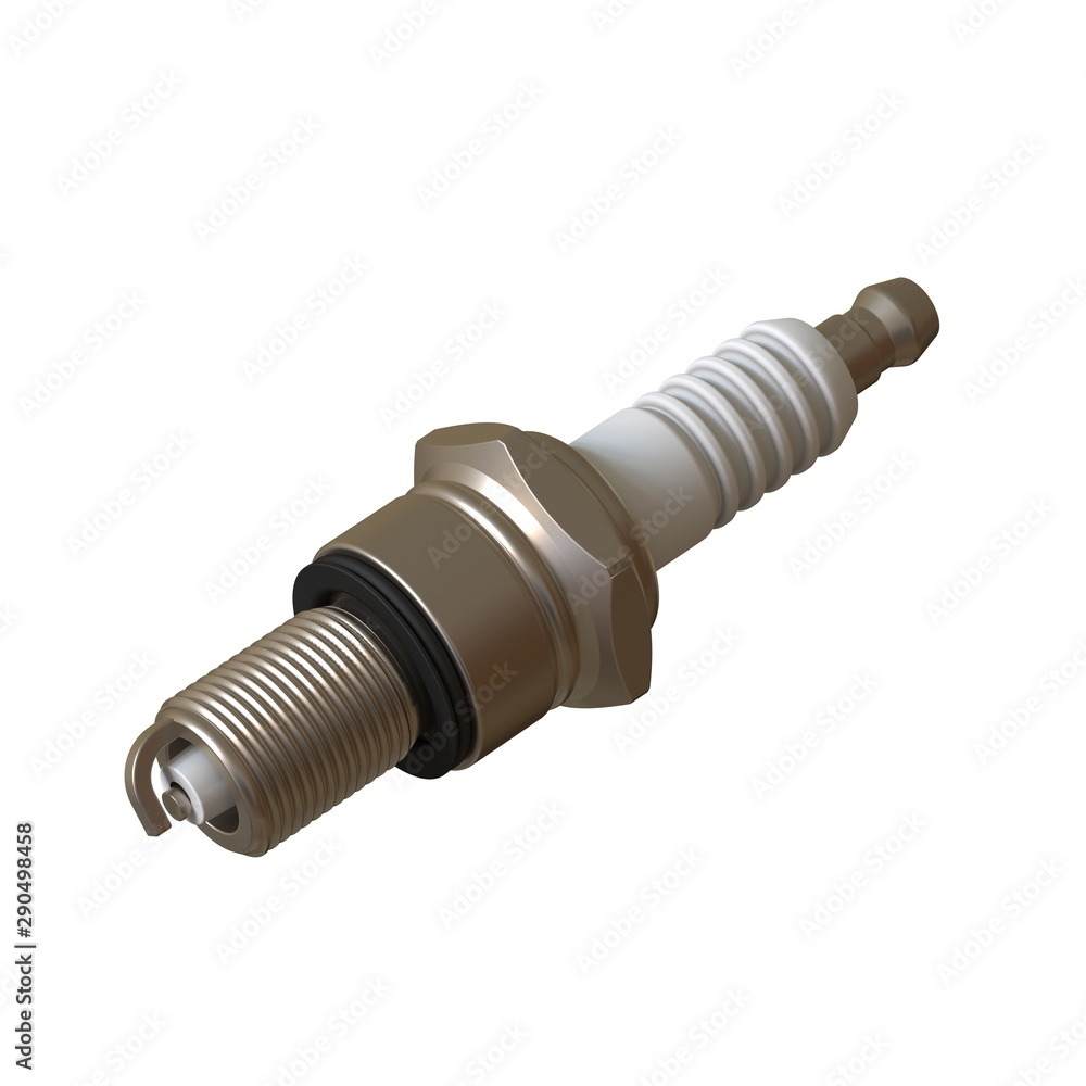 car spark plug used for ignition, Spark plug after use, isolate on white background, made form steel, ceramic, aluminum. 3D rendering of excellent quality in high resolution car spark plug used for ignition, Spark plug after use, isolate on white background, made form steel, ceramic, aluminum. 3D rendering of excellent quality in high resolution