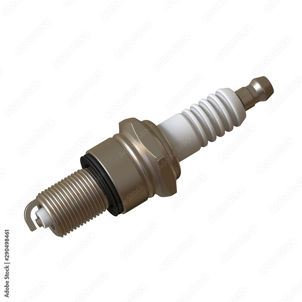 car spark plug used for ignition, Spark plug after use, isolate on white background, made form steel, ceramic, aluminum. 3D rendering of excellent quality in high resolution car spark plug used for ignition, Spark plug after use, isolate on white background, made form steel, ceramic, aluminum. 3D rendering of excellent quality in high resolution