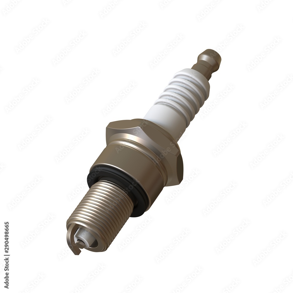 car spark plug used for ignition, Spark plug after use, isolate on white background, made form steel, ceramic, aluminum. 3D rendering of excellent quality in high resolution car spark plug used for ignition, Spark plug after use, isolate on white background, made form steel, ceramic, aluminum. 3D rendering of excellent quality in high resolution