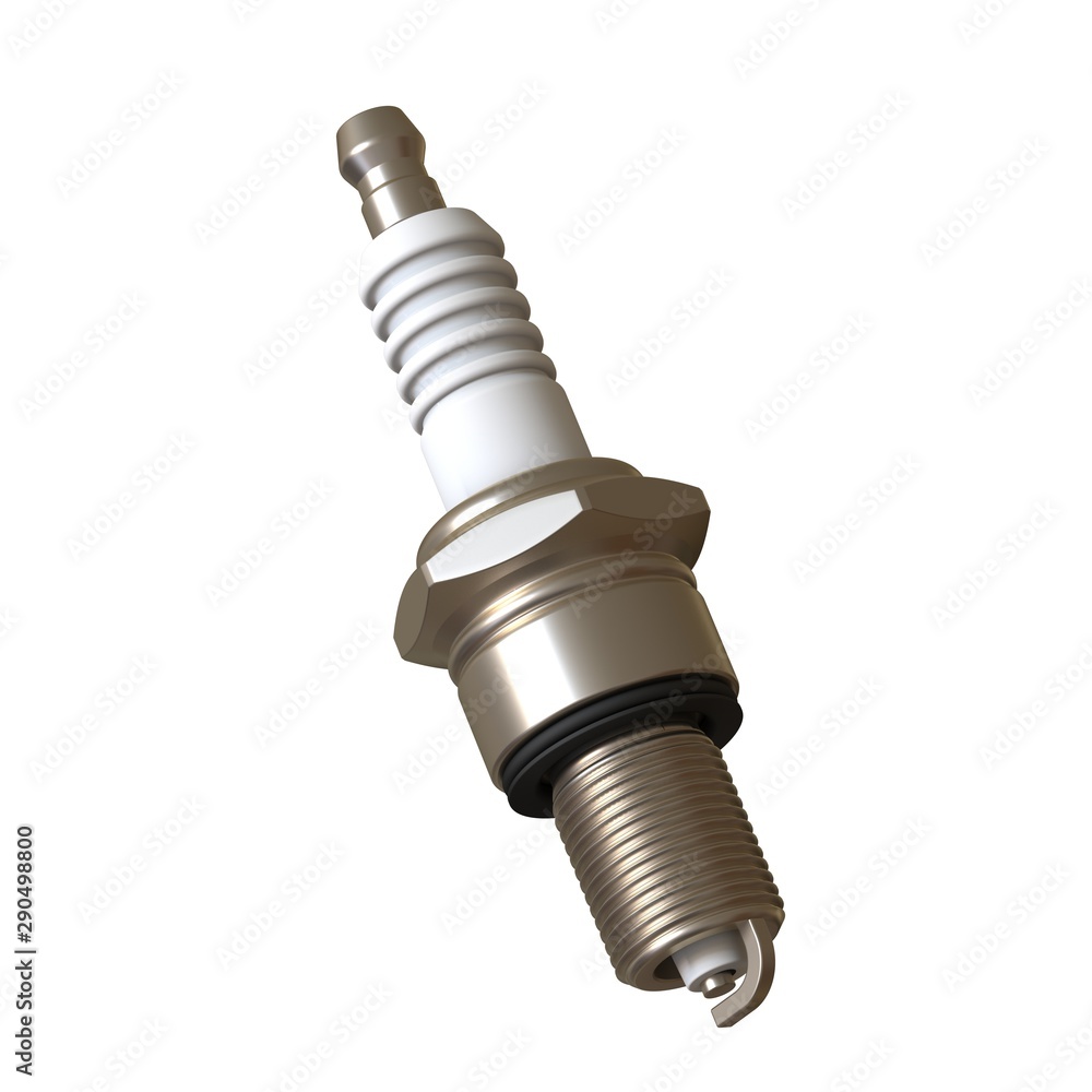 car spark plug used for ignition, Spark plug after use, isolate on white background, made form steel, ceramic, aluminum. 3D rendering of excellent quality in high resolution car spark plug used for ignition, Spark plug after use, isolate on white background, made form steel, ceramic, aluminum. 3D rendering of excellent quality in high resolution