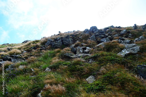 View of mountains and rocks on a sunny summer day