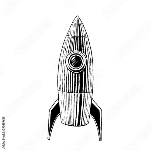 Ink Sketch of a Rocket photo