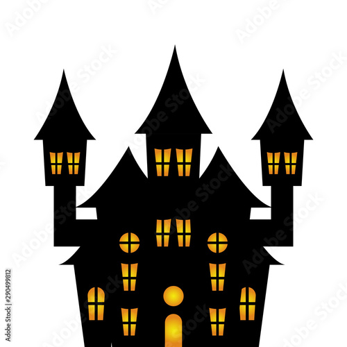 haunted castle halloween isolated icon