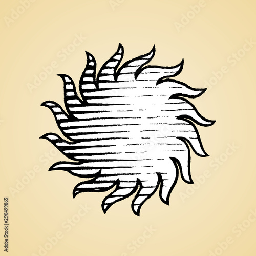 Ink Sketch of Sun with White Fill