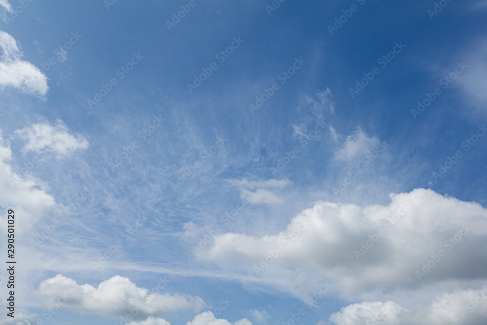 Blue sky Has a beautiful white cloudy mass With copy space