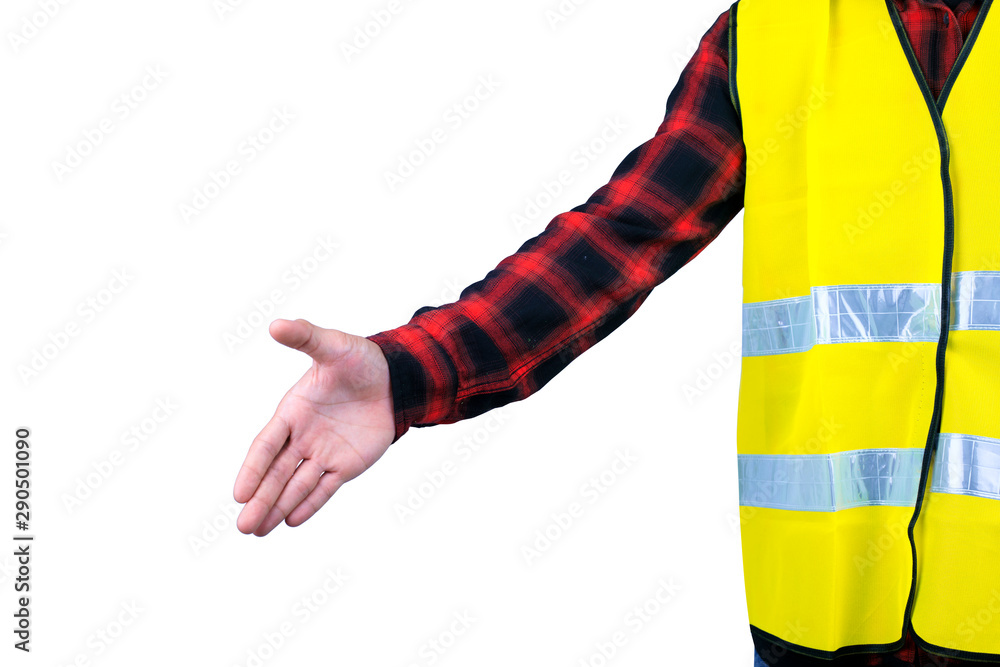 Engineers wait to shake hand on isolate background ,Asian Business people shaking hands,Construction workers reach out to the hands Engineers wait to shake hand on isolate background ,Asian Business people shaking hands,Construction workers reach out to the hands
