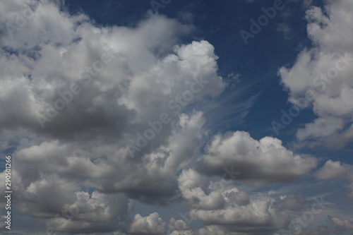 Sunshine clouds sky during morning background. Blue,white pastel heaven,soft focus lens flare sunlight. Abstract blurred cyan gradient of peaceful nature. Open view out windows beautiful summer spring