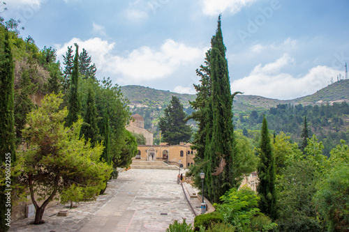 Panorama of the entrance to Agios Neofytos Monastery, Pafos, Cyprus, Greece photo