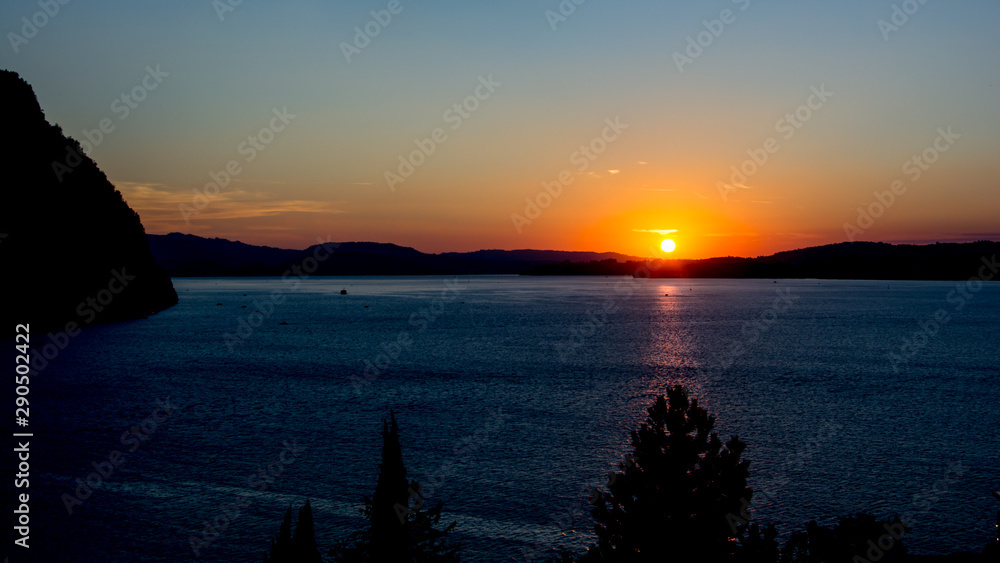 Sunset on lake Lucerne Switzerland