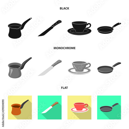 Vector design of kitchen and cook logo. Collection of kitchen and appliance stock vector illustration.