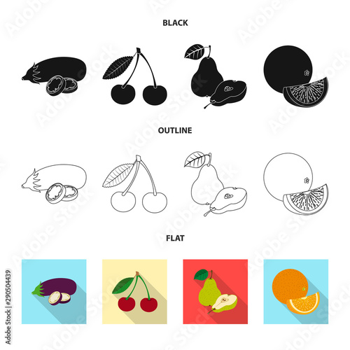 Vector design of vegetable and fruit symbol. Set of vegetable and vegetarian vector icon for stock.