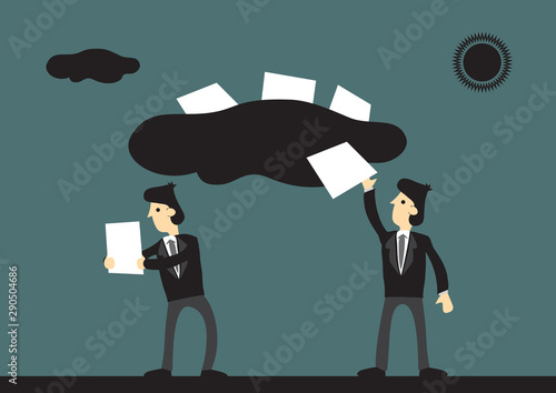 Using Cloud Technology Cartoon Vector Illustraiton