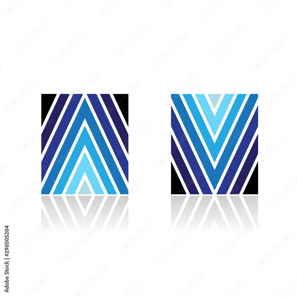 Abstract Symbol of Arrow Shaped A and V Line Icons Abstract Symbol of Arrow Shaped A and V Line Icons