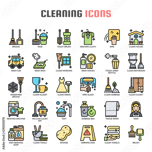 Cleaning , Thin Line and Pixel Perfect Icons
