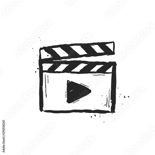 Hand drawn vector movie clapper.