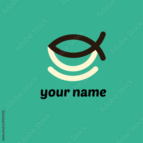 Cup and Fish vector logo design template.