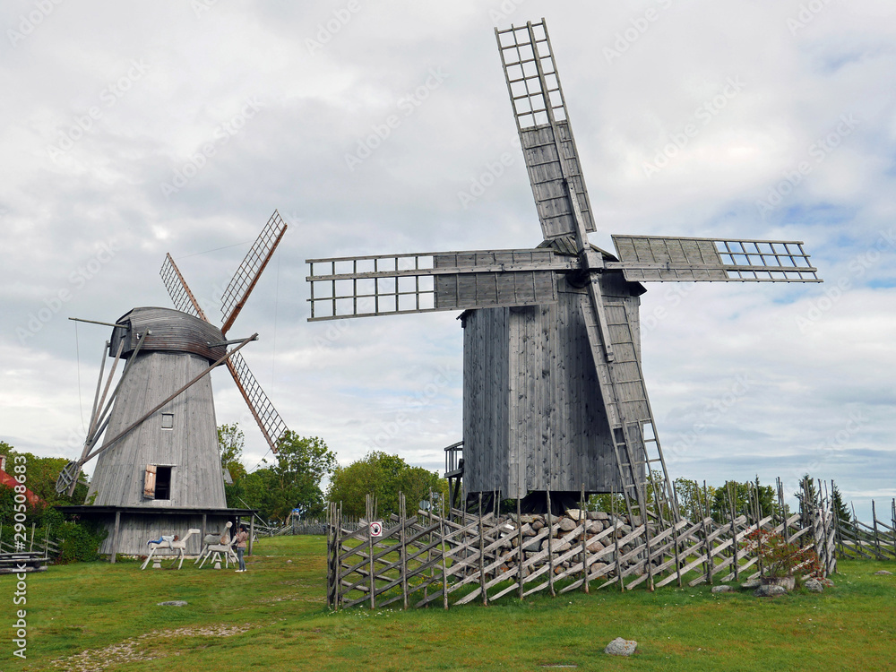 Old windmills on the island of Saaremaa in Estonia