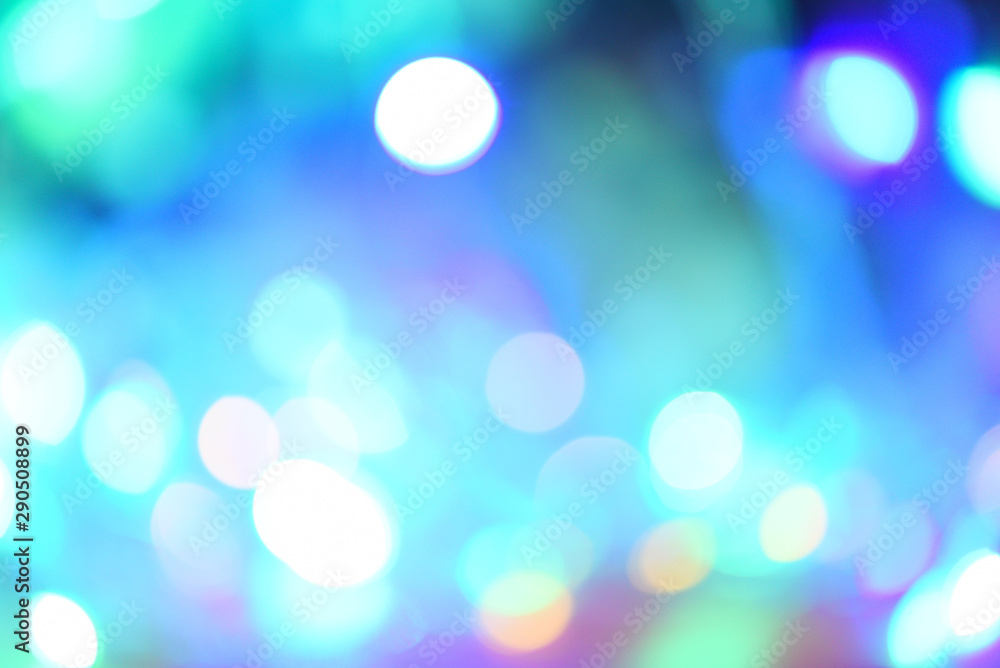 Fototapeta premium christmas lights green and blue - lights bokeh abstract background multicolored christmas decorate new year concept