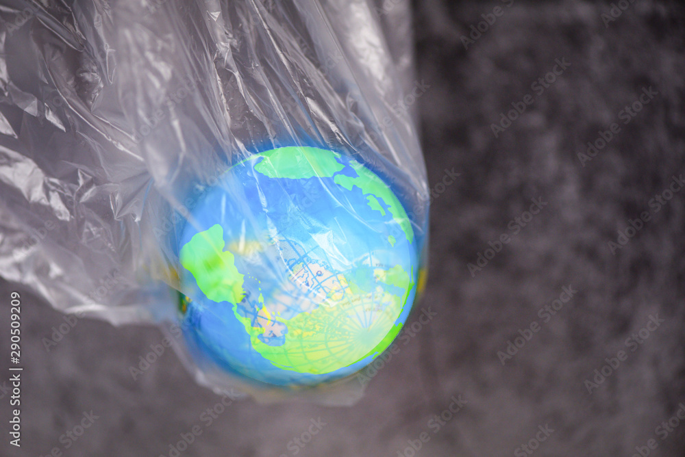 Plastic world or World Environment Day Concept The earth in a
