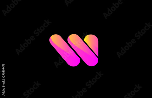 pink alphabet letter W for company logo icon design