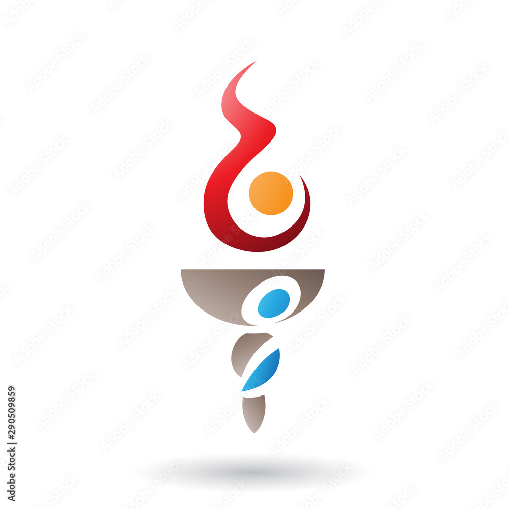 B Shaped Red Fire and Torch Illustration B Shaped Red Fire and Torch Illustration