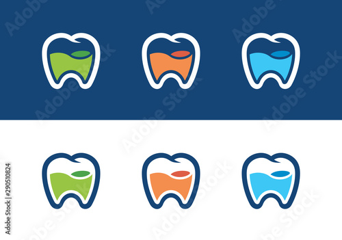 Dental clinic symbol, tooth with water logo concept - Vector