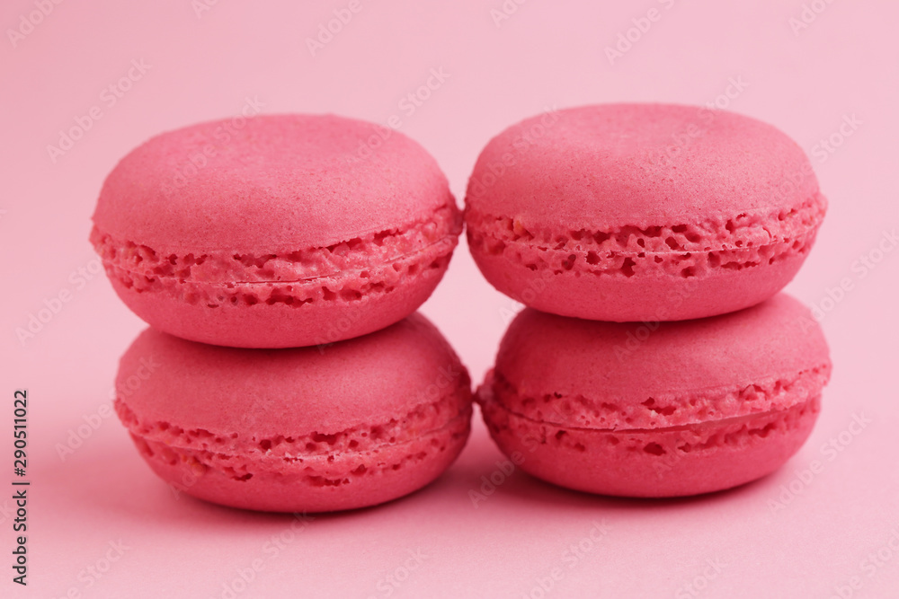 Macaroons of pink color tasty french cookies beautiful macro food photo Macaroons of pink color tasty french cookies beautiful macro food photo