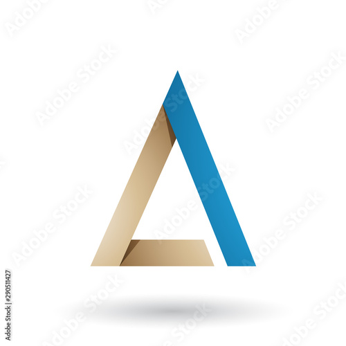 Beige and Blue Folded Triangle Letter A Illustration