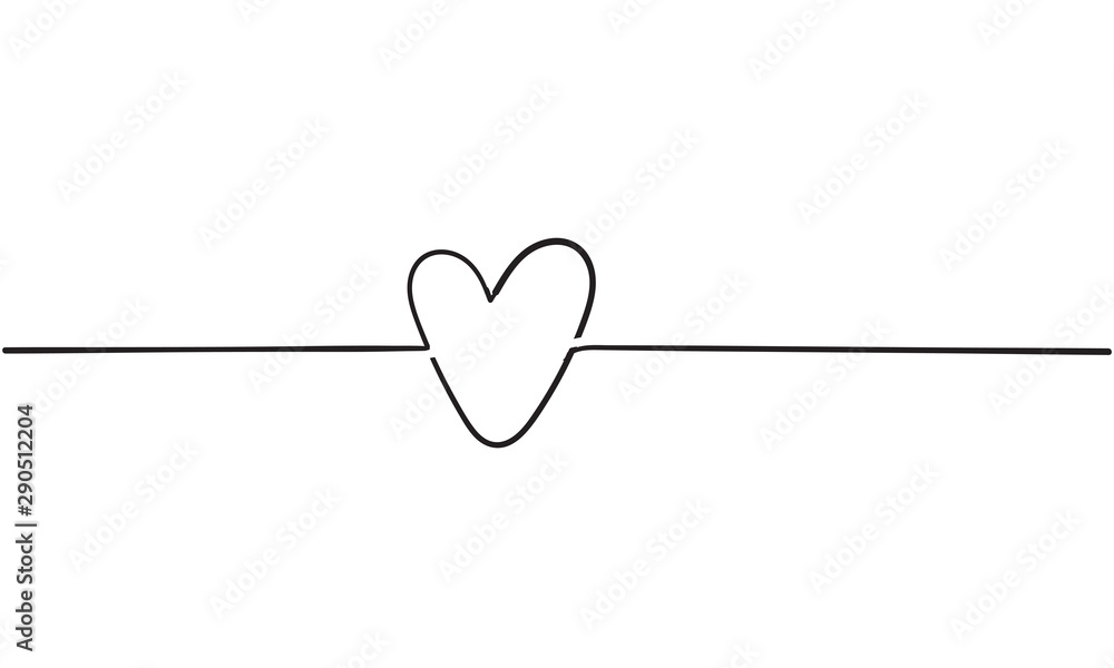 Plakat doodle heart illustration vector line art style