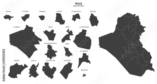 political map of Iraq on white background photo