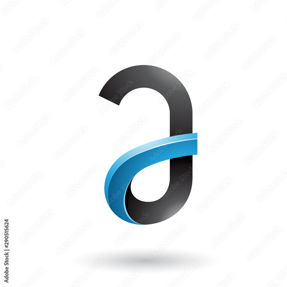 Black and Blue Bold Curvy Letter A Illustration Black and Blue Bold Curvy Letter A Illustration