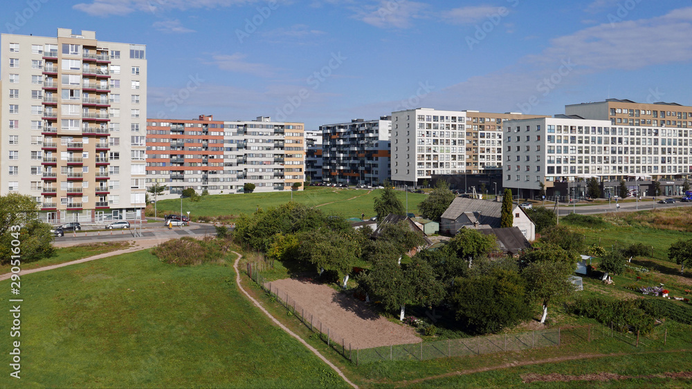 View of modern apartment buildings in Pasilaisiai, a suburb of the city of Vilnius, Lithuania. View of modern apartment buildings in Pasilaisiai, a suburb of the city of Vilnius, Lithuania.