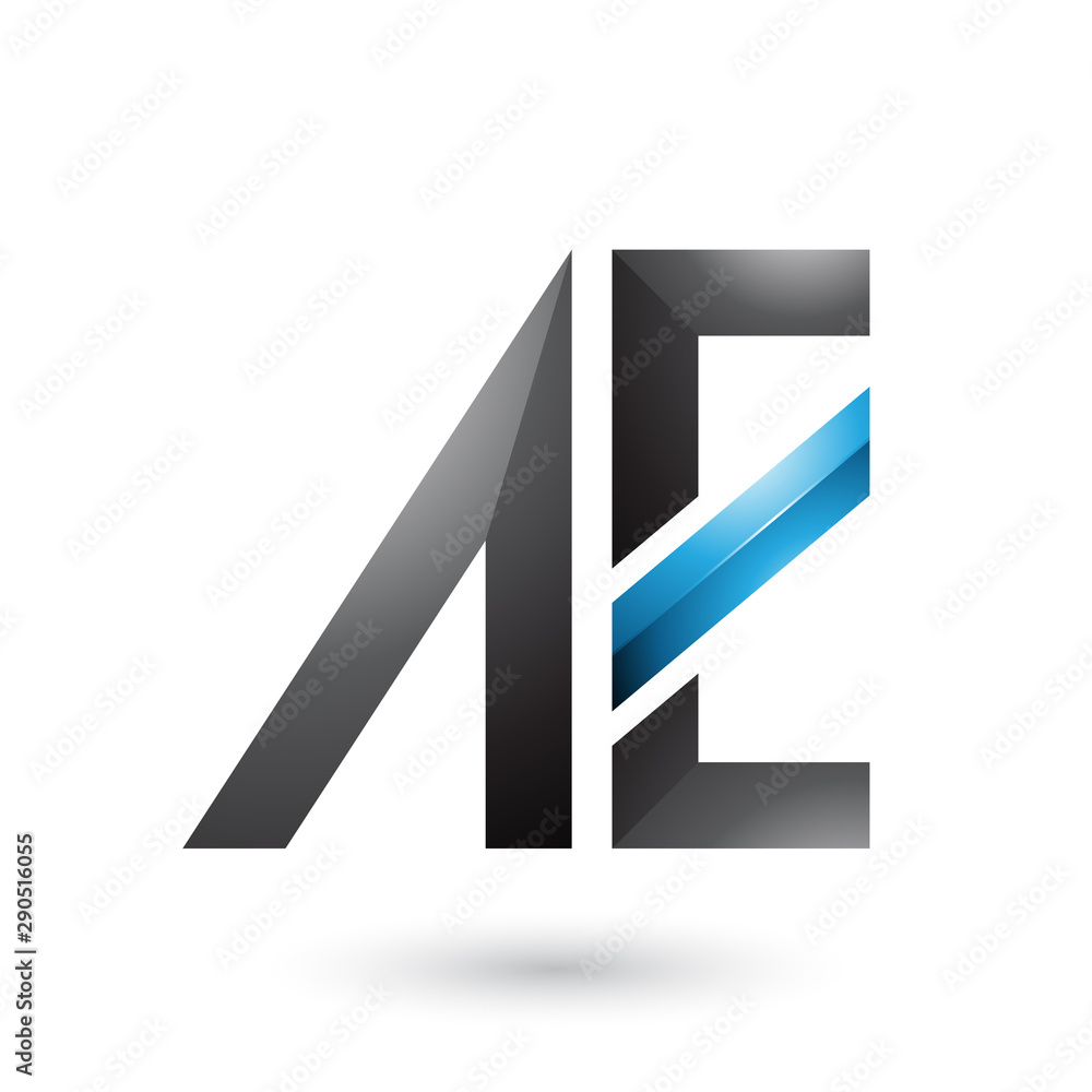 Black and Blue Geometrical Dual Letters of A and E Illustration Black and Blue Geometrical Dual Letters of A and E Illustration