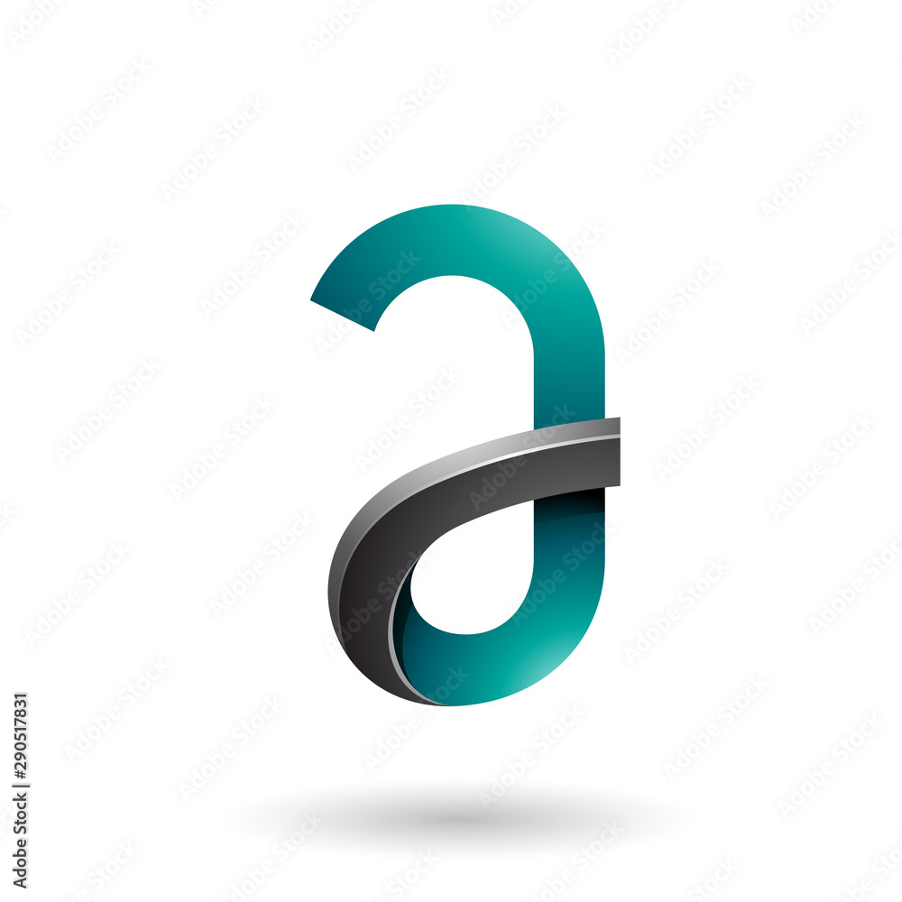 Black and Green Bold Curvy Letter A Illustration Black and Green Bold Curvy Letter A Illustration