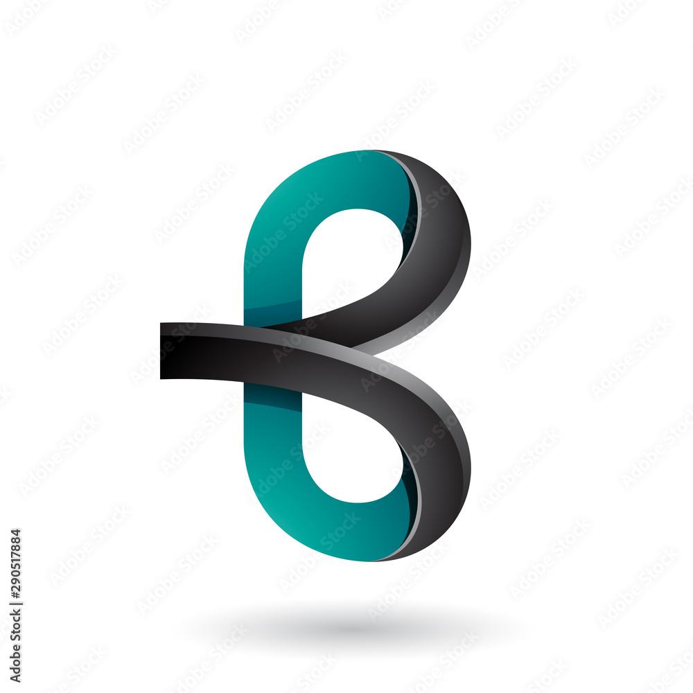 Black and Green Bold Curvy Letter B Illustration Black and Green Bold Curvy Letter B Illustration